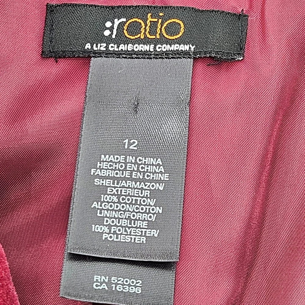 VIntage Liz Claiborne Womens Velvet Blazer Jacket‎ Burgundy Button Front Size 12